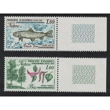 Andorra Fr. Trout Fish Trees Nature Protection 2v Coin Labels 1983 MNH