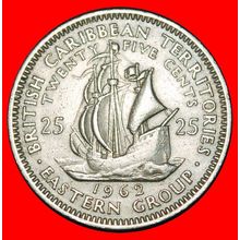 Ⰶ GREAT BRITAIN (1955-1965): CARIBBEAN ★25 CENTS 1962! SHIP★LOW START★NO RESERVE