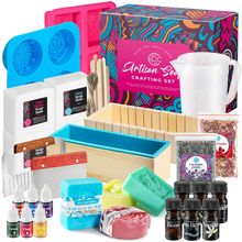 Soap Making Kit with Melt & Pour Base, Cutting Box, Molds, Fragrances - for Adul