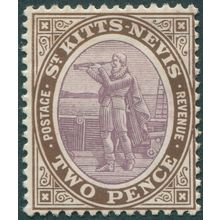 St Kitts-Nevis 1906 2d dull purple & brown SG15a unused