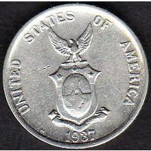 1937 M Philippines 20 Centavos Silver Coin