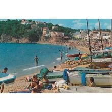 Sunbathing at Llafranch Fishing Boat Ship Boats Welsh Postcard