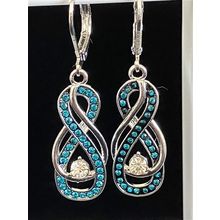 Earrings Metal Hand Carved Infinity Earrings With Zircon Hook Dangle #451