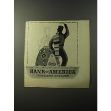 1953 Bank of America Travelers Cheques Ad - Carry Bank of America