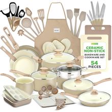 Nutrichef 54-Piece Marble Non-Stick Cookware and Bakeware Set, Professional Home