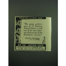 1949 A Streetcar Named Desire Play Advertisement - The group performance