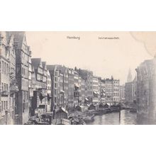 Boats on Deichstraße Deichstrasse Hamburg Oldest Ever Street German Postcard