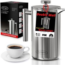 French Press Coffee Maker(1L)-Double Walled Large Coffee Press with 2 Extra Filt