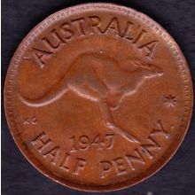 1947 Y. Australia 1 Half Penny Coin