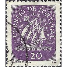 PORTUGAL, SHIP, 15th C Caravel, violet 1943, 20c