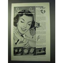 1952 Hamilton Watch Ad: Jenny, Fern, Sherwood +