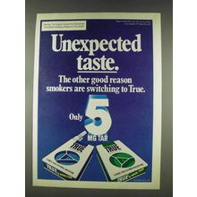 1978 True Cigarettes Ad - Unexpected