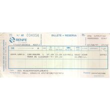 2 x RENFE, SPAIN trains.. ..Billete + reserva cards August, 1991