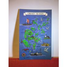 ORKNEY ISLANDS MAP, SCOTLAND unused postcard by Colourmaster =