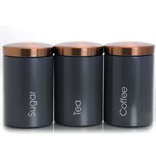 MegaChef Essential Kitchen Storage 3 Piece Sugar, Coffee and Tea Canister Set...
