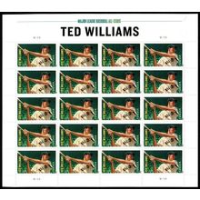 Ted Williams Red Sox Baseball Player Sheet of 20 Current Rate Stamps Scott 4694