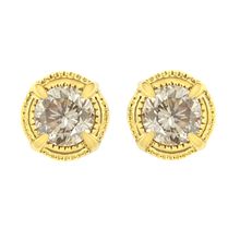 14K Yellow Gold Plated .925 Sterling Silver 1/4 Cttw Round Brilliant Cut Diam...