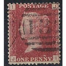 1858 SG43 1d Red Plate 105 Fine Used Check Letters "JI".