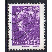 France 2008 Marianne de Beaujard - Purple €0,85 Used (phosphor strip at right)
