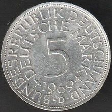 1969 D Germany 5 Mark Silver Coin