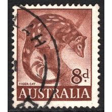 AUSTRALIA 1959/62: AUSTRALIAN ANIMAL DEFINITIVES - 8d TIGER CAT USED (G1)
