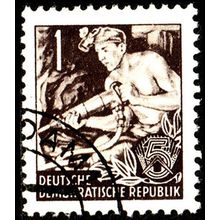 Germany 1953 DDR Five Year Plan 1Pfg Used. Stamp no K, Wolf