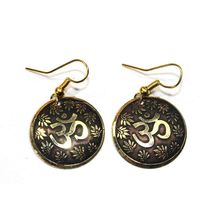 Lotus Petals And Om Yoga Earrings[ Turquoise ]