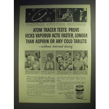 1957 Vicks VapoRub Ad - Atom Tracer Tests Prove