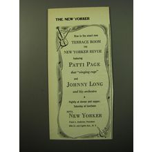 1950 Hotel New Yorker Ad - Patti Page, Johnny Long