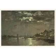 Louis Boudin Marine Effet De Lune Painting Postcard