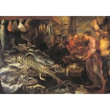 Franz Synders German Fish Market in 1618 Painting Postcard