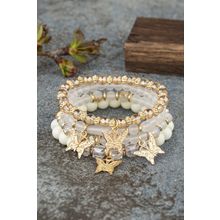 White Bohemian Butterfly Beaded 4Pcs Bracelet Set