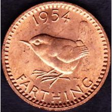 1954 Great Britain 1 Farthing Coin
