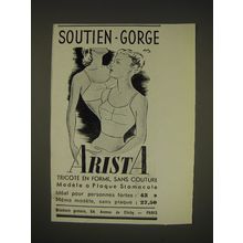 1939 Arista Bra Ad - in French - Soutien-Gorge Arista