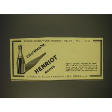 1939 Henriot Reims Champagne Ad - in French - Ecrire champagne Henriot Reims