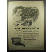 1951 Remington Rand Noiseless Typewriter Ad - All this.. and heavenly quiet too!