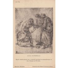Luca Signorelli Duomo at Orvieto Black Chalk Sketch Painting Antique Postcard