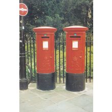 G VI R and E II R Pillar Boxes Cambridge Postcard