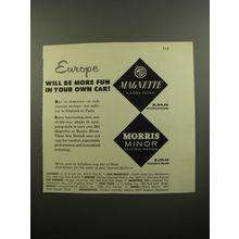 1955 MG Magnette and Morris Minor Cars Ad - Europe will be more fun