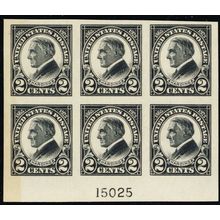 611, Mint XF NH 2¢ Plate Block of Six - Stuart Katz