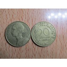 France Republic 1986 20 Centimes Coin