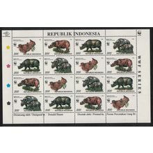 Indonesia WWF Rhinoceros Sheetlet of 4 sets 1996 MNH SG#2267-2270