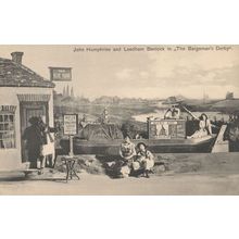 The Bargeman's Derby Uxbridge Boat Pub Glamour Lady Sailing Old Postcard
