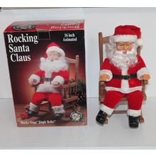 Vtg Christmas Animated Musical Santa Claus in Rocking Chair Plays Jingle Bells