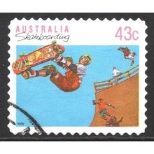 AUSTRALIA 1990: SPORTS DEFINITIVES - 43c SKATEBOARDING SELF-ADHESIVE USED (G4)