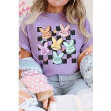 Wisteria Bunny Bible Verses Checkered Print Easter T Shirt