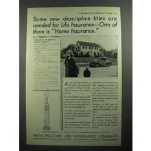 1931 Metropolitan Life Insurance Ad - Descriptive