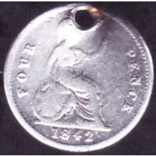 1842 Great Britain 4 Pence (Groat) Silver Coin