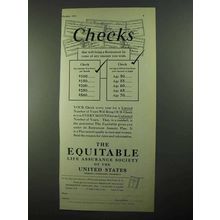 1931 The Equitable Life Assurance Ad - Checks