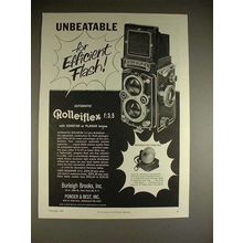 1957 Rollei Rolleiflex f:3.5 Camera Ad, Efficient Flash